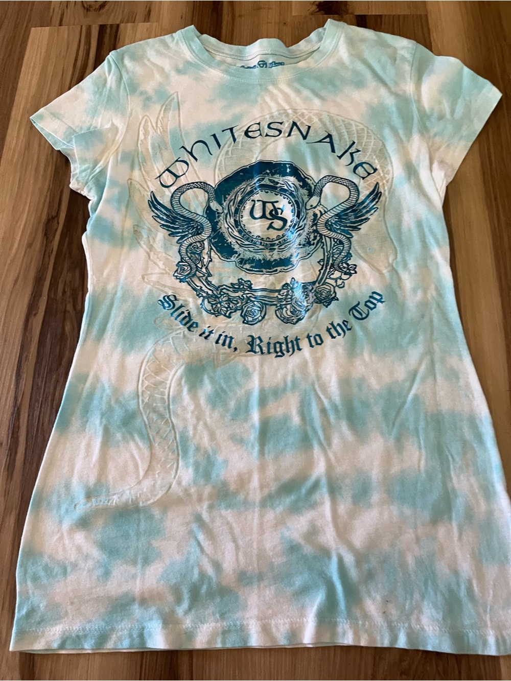 Whitesnake Slide It In, Right To The Top Blue White T Shirt XL Juniors